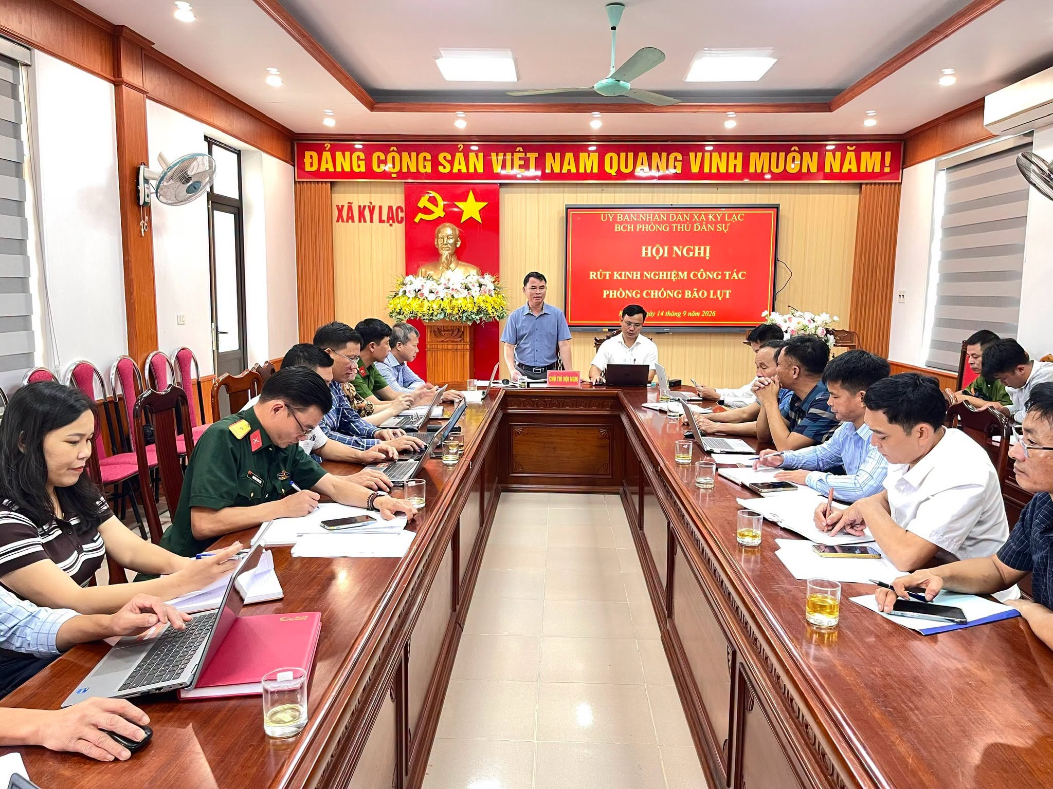 Xã Kỳ Lạc tổ chức Hội nghị rút kinh nghiệm công tác phòng chống bão lụt trong mùa mưa bão năm 2026