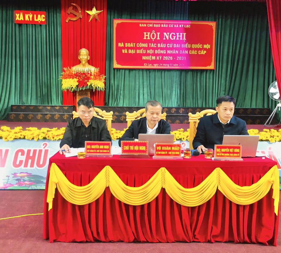 BAN CHỈ ĐẠO BẦU CỬ XÃ KỲ LẠC TỔ CHỨC HỘI NGHỊ RÀ SOÁT CÔNG TÁC BẦU CỬ ĐẠI BIỂU QUỐC HỘI KHÓA XVI VÀ HĐND CÁC CẤP NHIỆM KỲ 2026-2031 